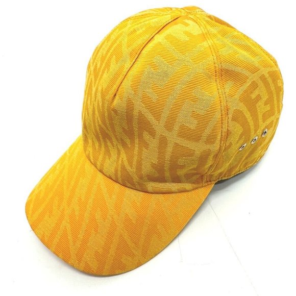 Auth FENDI FXQ768 Zucca Baseball cap hat cap Canvas yellow main image 5